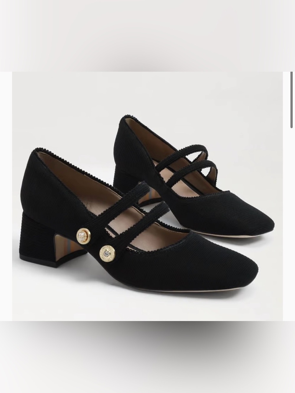 Sam Edelman Tahira Mary Jane Block Heel  Double-Strap Mary Jane Pumps in Black